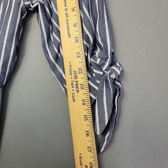 Jodi Kristopher Off The Shoulder Dress Womens M Blue Striped 3/4 Slit Sleeves - Picture 10 of 13